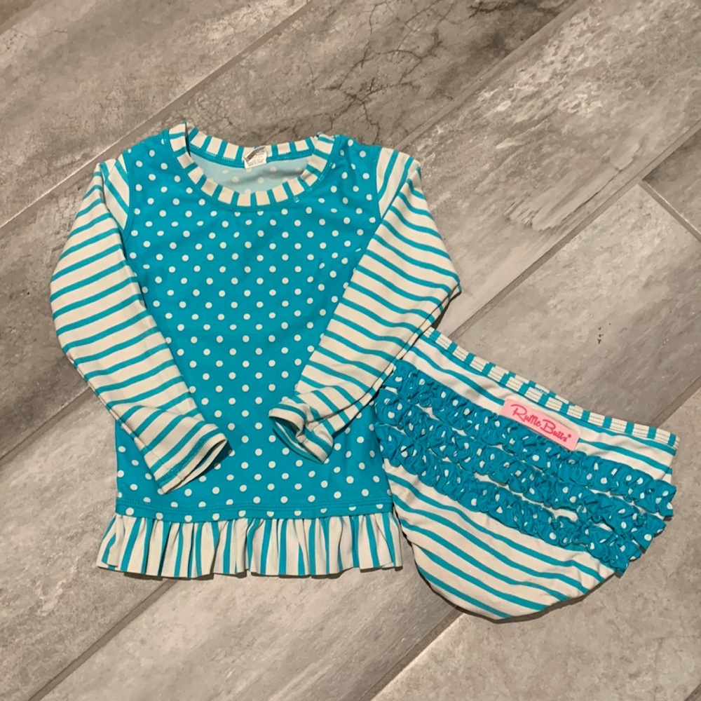 Two piece swimsuit rash guard